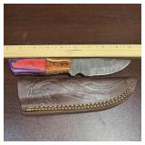MHS Cutlery Damascus Steel Knife with Sheath, full