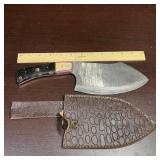 MHS Cutlery Damascus steel 7' Clever with Sheath