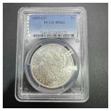 1885-cc Morgan Silver Dollar Pcgs Ms62; Graded By
