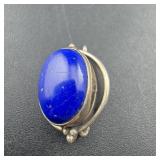 Sterling Silver Blue Lapis Pin; Marked 925; 4.4 Gr
