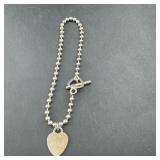 Sterling Silver Heart Bracelet; Marked 925; 7.7 Gr