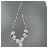 Sterling Silver Floral Necklace; 18.2 Grams