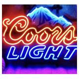 Coors Light Beer Real Glass Neon Lighted Sign, Wor