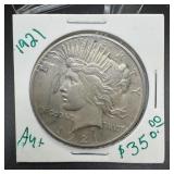 Key Date 1921 Peace Silver Dollar - Rare