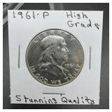1961 Franklin Silver Half Dollar, Higher Grade