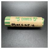 $5 Roll Of Mercury Silver Dimes - (50) Silver Dime