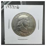 1954-d Franklin Silver Half Dollar, Higher Grade