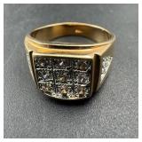 Gold Tone Cz Ring; Size 13 1/4