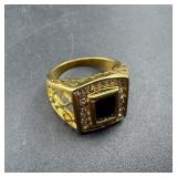 Dark Purple Blue & Cz Ring; Size 10 1/4