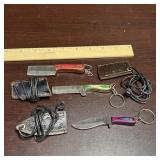 (3) Mini MHS Cutlery Damascus Steel Knives with Sh