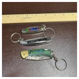 (3) Mini MHS Cutlery Damascus Steel Folding Knives