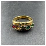 Multi-colored Stones Ring; Size 10 3/4
