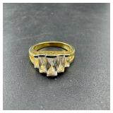 Gold Colored Cz Ring; Size 7