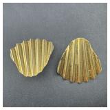 Sterling Silver Scallop Shape Earrings; Marked 925