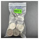 100 Jefferson Nickels; Mixed Dates.