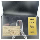 1861 Confederate $4 Bond Note