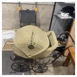 Vintage Wicker Baby Buggy