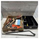 Mixed Tool, Organizer & Auger Bit Lot