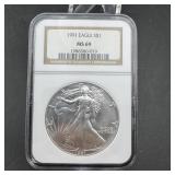 1991 American Silver Eagle Ngc Ms69