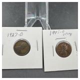 1927-d Wheat Cent & 1995-d Lincoln Memorial
