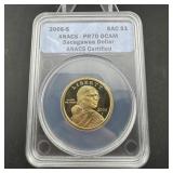 2006-s Sacagawea Dollar Anacs Pr70 Dcam