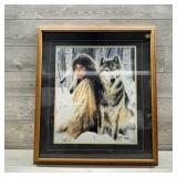 Framed Native American & Wolf Print