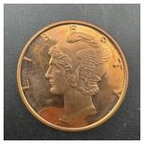 Copper Round Mercury Dime Design