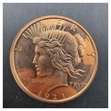 Copper Round Peace Dollar Design