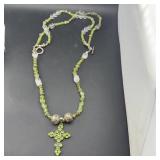 Sterling Silver Peridot Cross Necklace 925