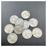 10 Silver Washington Quarters