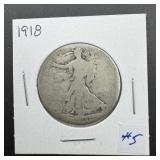 1918 Walking Liberty Silver Half Dollar