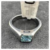 Blue Topaz Colored Stone Ring Size 10 3/4