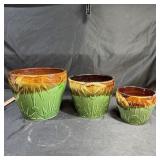(3) Piece Pottery Planter Set, No Name Found
