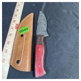 Lmk Custom Damascus Knife With Red & Black Handle