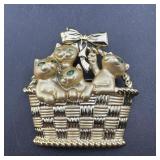 Basket With Cats Brooch