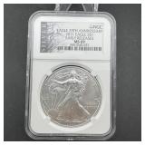 2011 American Silver Eagle 25th Anniversary Ngc Ms