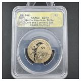 2015-w Native American Dollar Anacs Pr70 Dcam