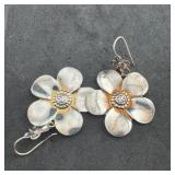 Pv Sterling Silver Flower Earrings Pv 925 6.1 Gram