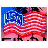 Usa Flag Stars 20'x15'  Real Glass Neon Sign