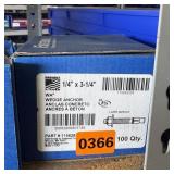 Box of (100) Fastenal WA+ 1/4' x 3-1/4' Wedge An