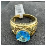 Gold Tone Rings with Blue Stones