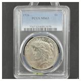 1926 Peace Silver Dollar Graded Ms63 By Pcgs