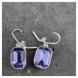 Purple Stone Dangle Earrings