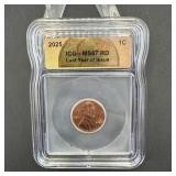 2025 Lincoln Cent ICG MS67 RD Last Year of Issue