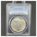 1922 Peace Silver Dollar PCGS MS63