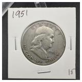 1951 Franklin Silver Half Dollar