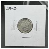 1929-D Mercury Silver Dime