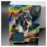 Jalen Hurts Sparks Patch Silver Football Card 12/1