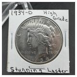 1934-D Peace Silver Dollar