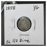 1858 Seated Half Dime